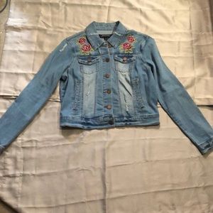 Denim jacket with floral print